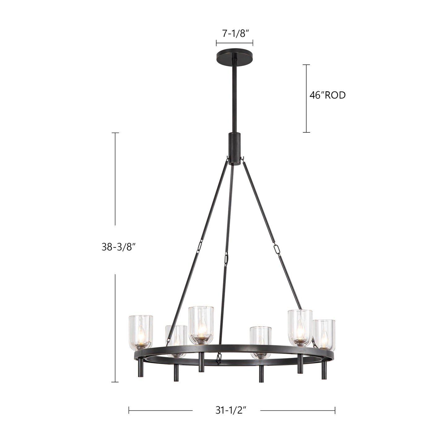 Lucian 6-Light Pendant Fixture Urban Bronze/Alabaster
