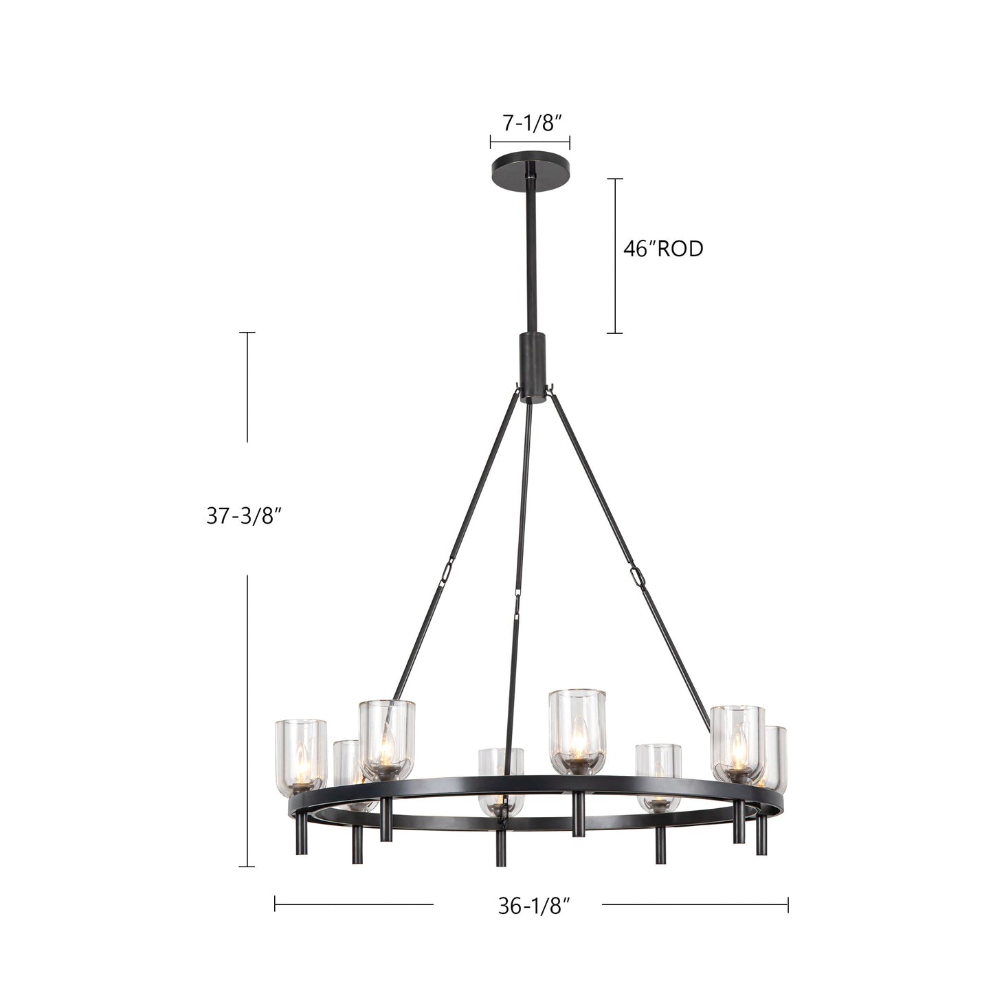 Lucian 8-Light Pendant Fixture in Urban Bronze with Alabaster Shade