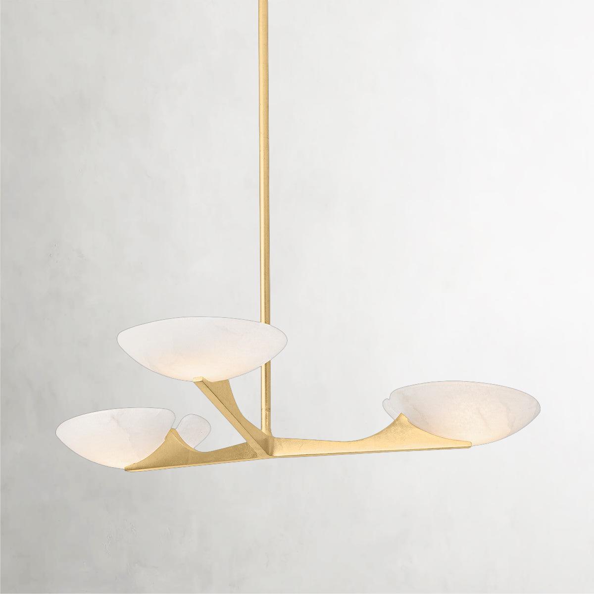 Malachite Triple Pendant Chandelier Antique Gilded Gold