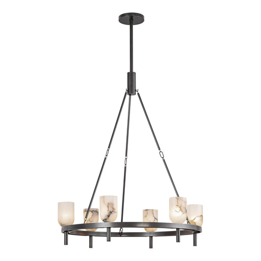 Lucian 6-Light Pendant Fixture Urban Bronze/Alabaster