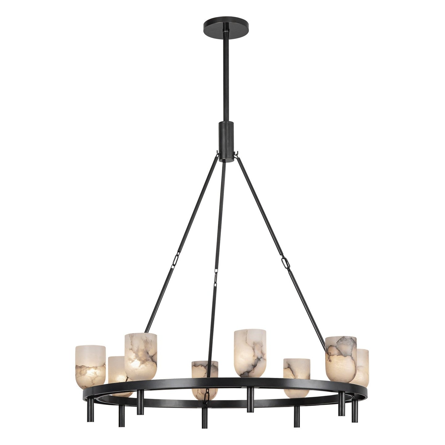 Lucian 8-Light Pendant Fixture in Urban Bronze with Alabaster Shade