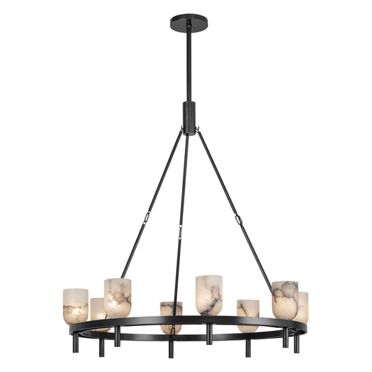 Lucian 8-Light Pendant Fixture in Urban Bronze with Alabaster Shade