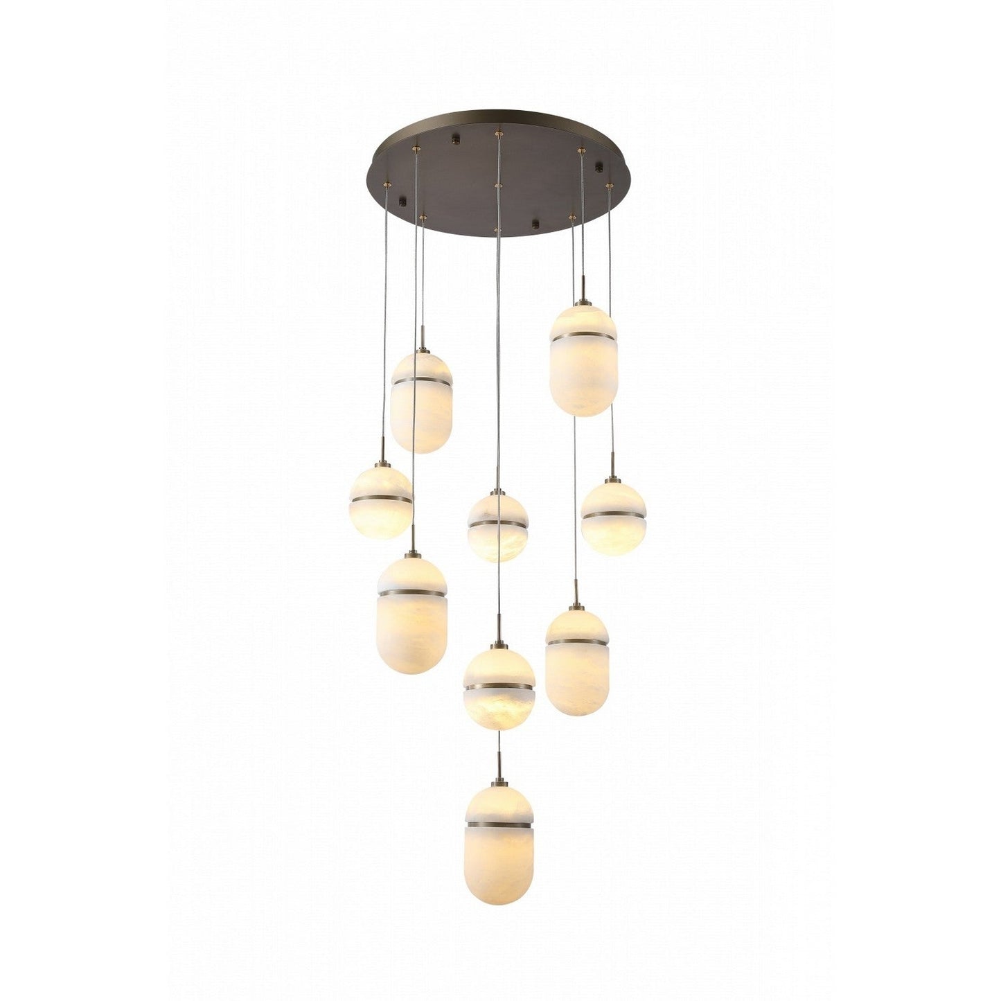 Sedona 9-Light Chandelier Alabaster / Antique Brass