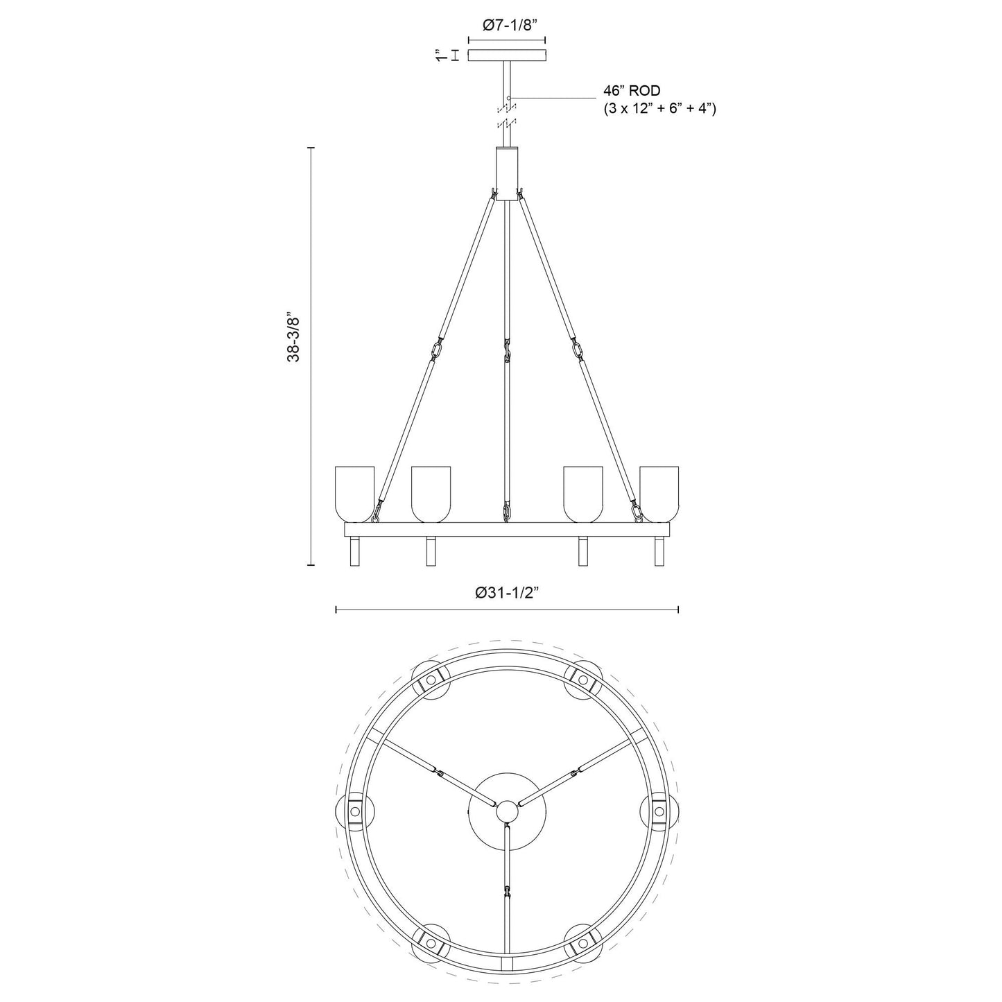 Lucian 6-Light Pendant Fixture Urban Bronze/Alabaster
