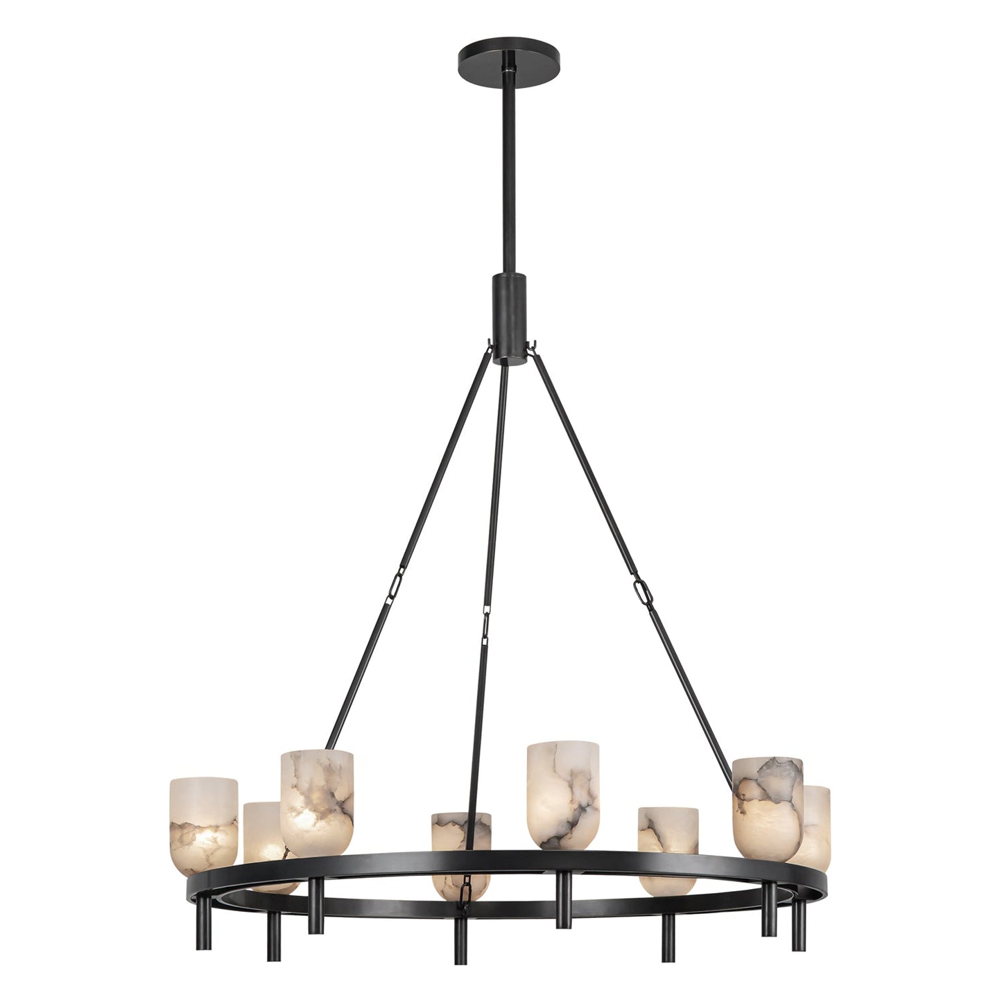 Lucian 8-Light Pendant Fixture in Urban Bronze with Alabaster Shade