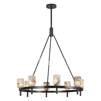 Lucian 8-Light Pendant Fixture in Urban Bronze with Alabaster Shade