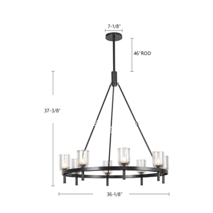 Lucian 8-Light Pendant Fixture in Urban Bronze with Alabaster Shade