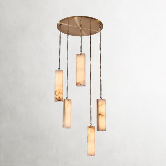 Tall LED Hanging Light Frosted Brass